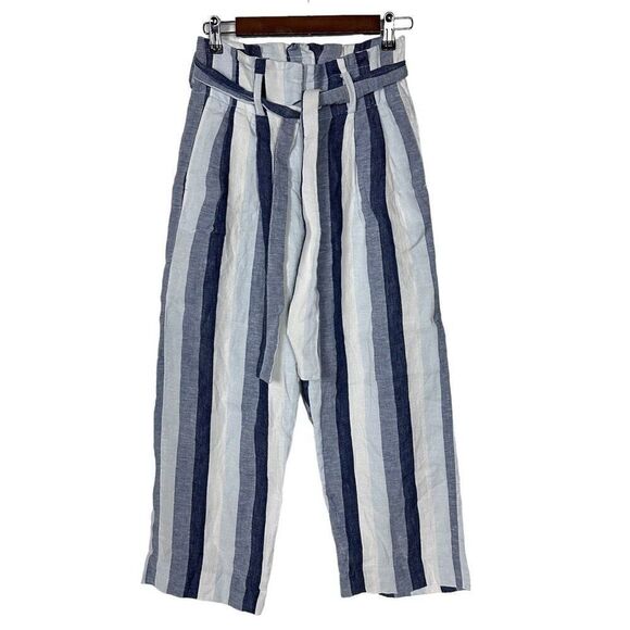 J. Crew Womens Point Sur Linen Size 0 Pant Paper Bag Waist Wide Leg - Picture 2 of 9